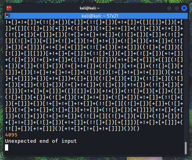 Terminal output